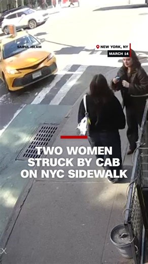 Videos obtained by CNN captured the moment a cab struck two women standing on a sidewalk waiting outside of a New York City deli. #cnn #news #nyc