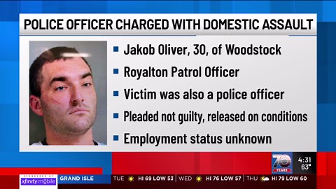 Vt. police officer pleads not guilty to domestic violence