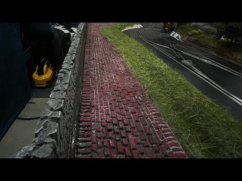 How to build realistic red brick pavers and stone wall from polystyrene for your slot car layout