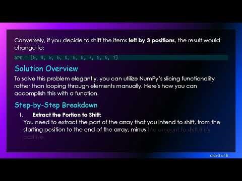 Efficiently Shift a Range of Items in a NumPy Array to the Left or Right