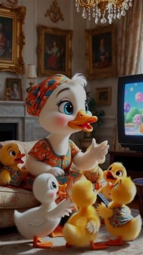mother duck and her ducklings watching cartoon 😁 #3danimation #funnyanimal #shorts #kids