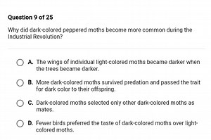 Question 9 of 25Why did dark-colored peppered moths become mor... | Filo