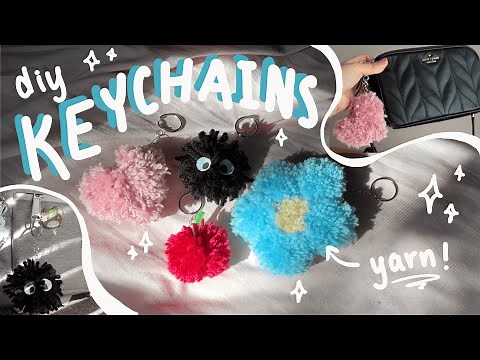 DIY pom pom keychains!! super simple, easy, and cute ~ tiktok inspired