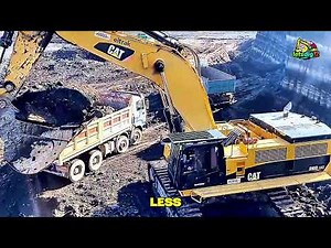 Cat 390D & Cat 395 Excavators Loading Overburden on 4-Axle Trucks (MAN) | Mining Operations | 4K