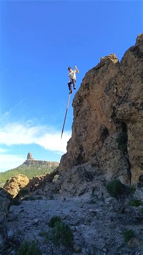 How They Jump Down Cliffs Using Only A Pole #viral #adventure #shorts