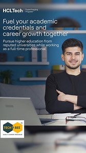 With TechBee - HCL’s Early Career Program朗, unlock the opportunity to pursue higher education from some of the most reputed Indian universities while working as a full-time professional. Learn more #HCLTech #HCLTechBee #TechBee #SuperchargingProgress #FindYourSpark #EarlyCareerProgram #LearnMore | HCL TechBee | Facebook