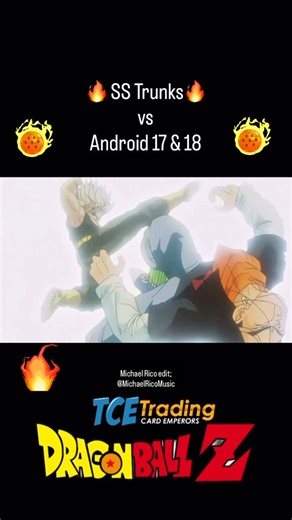 Trading Card Emperors on Instagram: "SS Trunks vs Android 17 & 18🔥🔥🔥 Dragon Ball Z Prime Time Toei made in Japan 🇯🇵 EN Support the community by; daily TCG/Anime/Manga content 🔥 @tradingcardemperors @tradingcollectingemperors Collaboration; @michaelricomusic @michaelricotv Toriyama wrote Dragon Ball for Shonen Jump Magazine, which is owned by Shueisha. Shueisha and Bird Studios (Toriyama’s company) own Dragon Ball together. Outside of that, certain companies and entities were given rights/l