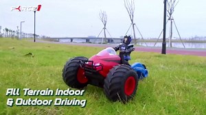 Force1 Storm Rider Remote Control Car for Kids - Rechargeable Fast Off Road RC Car, LED Stunt Toy with 360 Spins, Sit Stand Action Figure, Rubber Tires, 2.4 GHz Easy Remote Indoor Outdoor Kid