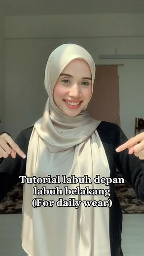 Simple Tutorial labuh depan dan belakang for daily wear wearing our Awadah shawl in code horlics❤️#fypシ #fyp #tutorialshawllabuh #tutorialshawl