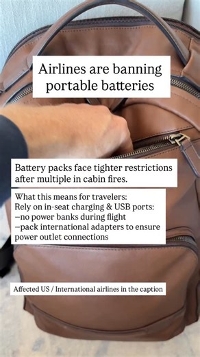 Airlines are quietly updating onboard policies as battery-related fires continue to rise—and it’s already changing how you should travel. ⚠️✈️ Airlines with updated or stricter policies include: Southwest, Singapore Airlines, Scoot, EVA Air, China Airlines, Korean Air, Asiana, Cathay Pacific, Emirates, Malaysia Airlines, AirAsia, Thai Airways, VietJet, Lufthansa Group—and more are expected to follow. Portable lithium battery packs are under increased scrutiny, with some airlines restricting or o