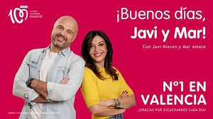 Cadena 100, líder de la radio musical en Valencia con '¡Buenos días, Javi y Mar!'