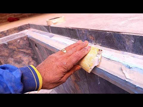 Filling the gaps in the corners of the porcelain pool easily