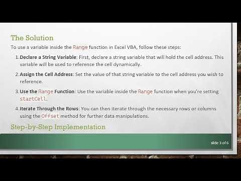 How to Use a Variable Inside the Range Function in Excel VBA