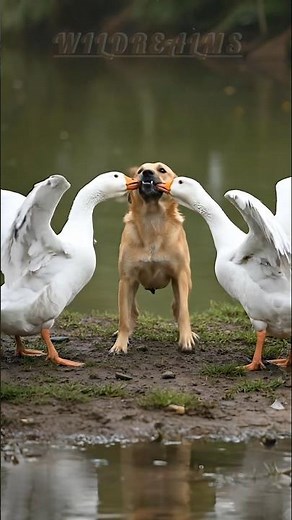 "Dog vs Geese: A Rare Showdown Between Them"😹🐕🦢#shorts #wildlife #dogvsgeese #funnyanimals