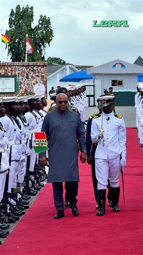 LIVE UPDATE: The Commander-in-Chief of the Ghana Armed Forces, H.E. John Dramani Mahama, arrives and inspects the Guard of Honour as he prepares to officially open the National Cybersecurity Awareness Month 2025. #GhanaNewsTV | GHANA News