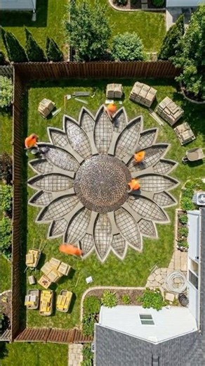 Turning our backyard into a sunflower pool (the process is insane) #diy #construction #viral