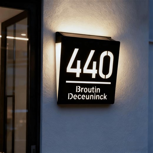 Custom Solar LED House Number Sign, Modern Lighted Address Plaque - Etsy