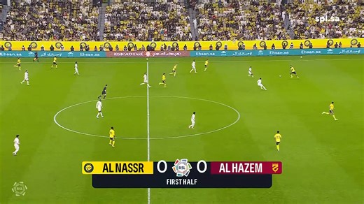 Al Nassr vs. Al Hazem is off to a quick start with CR7 almost getting the early goal 👀 | Roshn Saudi League