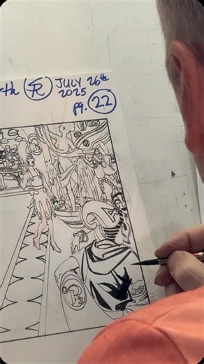 1.4K views · 297 reactions | Hard at work on the new #NEXUS volume! ⚡️ Here’s a highlight from this week’s Saturday livestream. Catch the full replay on YouTube or Facebook! Comic: NEXUS V3 Return To Earth Page size: 15x22 Brush: KINGART Size 10 If you enjoy seeing the progress of the new Nexus volume, sign up early for our studio preview edition launching on Backerkit SEPTEMBER 9th - Steverude.com/RTE #arteducation #NexusReturnToEarth #indiecomic | Steve Rude the Dude | Facebook