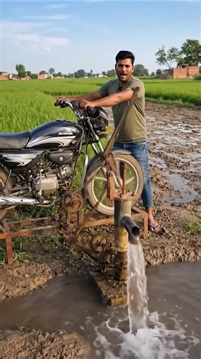 Amazing DIY Water Pump Using a Motorcycle 😮 #machine #viral