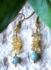 African Opal & Citrine Earrings - Citrine Earrings - African Opal Earrings - Stone Earrings - Etsy