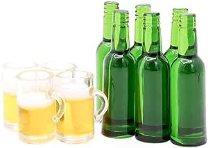 Odoria 1/8 Miniature Beer Bottles and Beer Mugs Dollhouse Decoration Accessories