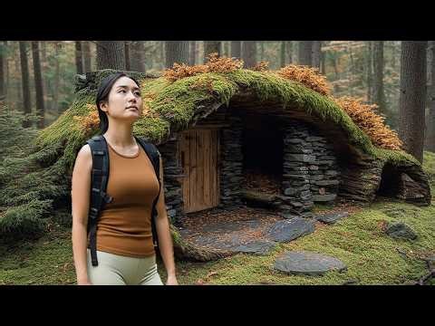 Building A Hidden Forest Shelter Inside A Giant Tree: 100 Days Build