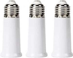 YCSSSD E26 Light Socket Extender to E26 Standard Medium Base, 9.5CM/3.74 Inch Extension Socket Adapter, Light Bulb Converter, Lamp Holder Adapter, 3 Pack