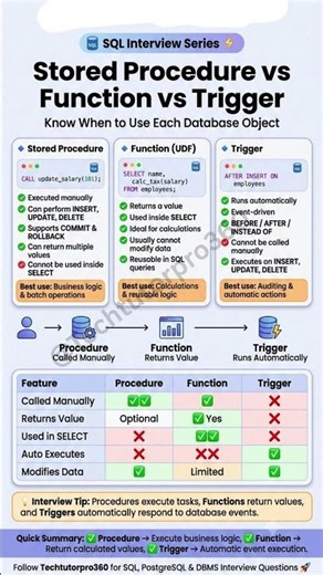 Stored Procedure vs Function vs Trigger 🤯 Know the Difference!