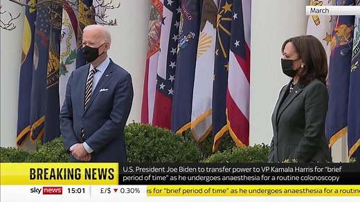 230K views · 6.3K reactions | US President Joe Biden will briefly transfer power to Vice-President Kamala Harris today while he is under anaesthesia during a routine colonoscopy. Sky's Joe Pike has the latest. Get more US news: https://trib.al/SLqc1CG | Sky News | Facebook