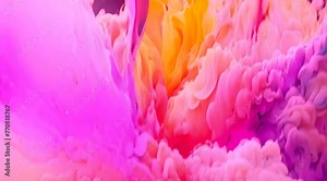Soft explosion of warm pastel colors flowing in slow motion. This vibrant colorful watercolor paint splash effect
