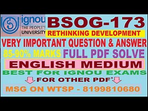 BSOG 173 Important Question Answer || bsog 173 Solved Guess Paper || bsog 173 exam notes