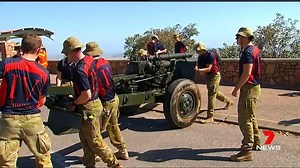 Gunners in the fourth Regiment have conquered Castle Hill, hauling Vietnam war era cannon along the Strand and up the city's famous landmark. www.7NEWS.com.au #7NEWS | 7NEWS Townsville