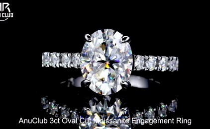 AnuClub Moissanite Engagement Ring, Total 4.248cttw D Color Oval 925 Sterling Silver Promise Anniversary Rings for Women