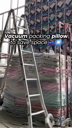 Vacuum packing pillow to save space 🚛