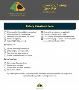Camping Safety Checklist Printable PDF | Packing List | Tent, RV & Car Camping Essentials | Digital Download - Etsy