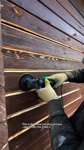 Professional Wood Wall Sanding Process | Restoring Exterior Timber with Electric Sander