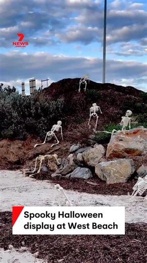How are you getting into the spooky spirit this Halloween? A haunting display has appeared on the shore at West Beach. | 7NEWS Adelaide