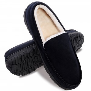 HOMEHOT Mens Slippers Moccasisn Memory Foam House Shoes for Men Black Size 11 US Male Adult - Walmart.com