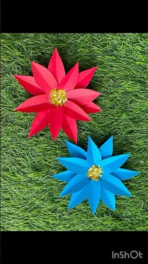 Watch This Beautiful Paper Flower Come Alive! 🌸 | Easy Red & Blue Flower Making 🌺✨| DIY