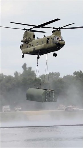 CH-47 Chinook Delivers Modular Bridge Sections