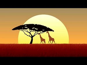 Cartoon animation of African savanna at sunset || Cartoon Animation Video || Canva Premium free