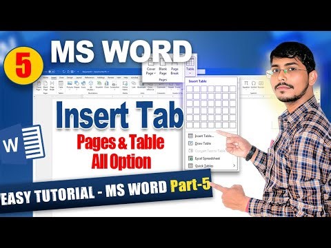 MS Word Part 5 | MS Word Tutorial hindi | Insert Tab in Pages & Table Group All Option