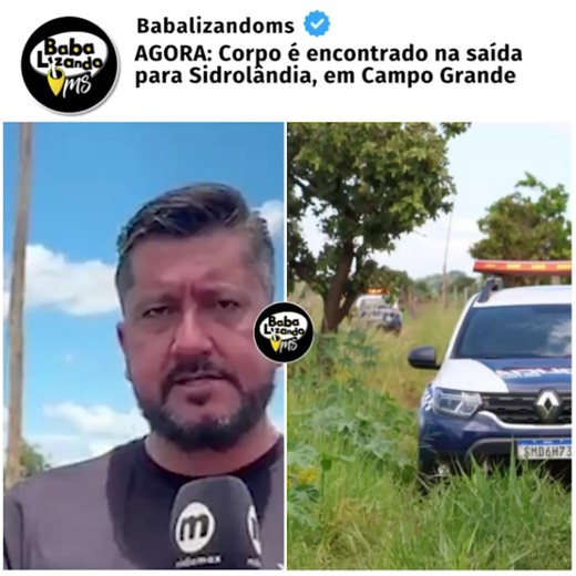 Babalizando MS on Instagram: "Moradores encontram corpo em avançado estado de decomposição em Campo Grande na saída para Sidrolândia. De acordo com o Jornal Midiamax, o corpo foi localizado na manhã desta quarta-feira (7), em uma área do assentamento Agrovila, às margens da BR-262, próximo aos trilhos de trem, onde também foi encontrada uma bicicleta. A suspeita é de que a vítima seja um idoso de 68 anos, desaparecido desde domingo (4). Equipes da Polícia Militar, Corpo de Bombeiros e da Perícia