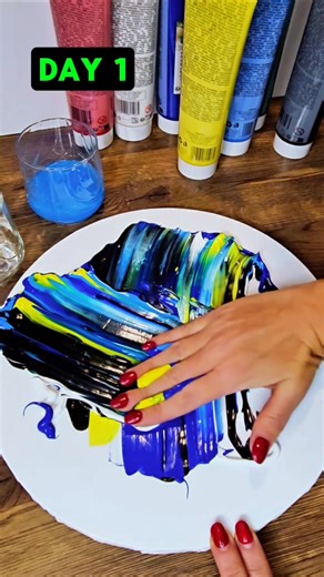 COLOR TANDEM EXPLOSION 🎨🌀 ACRYLIC CIRCLE DRAWING #shorts