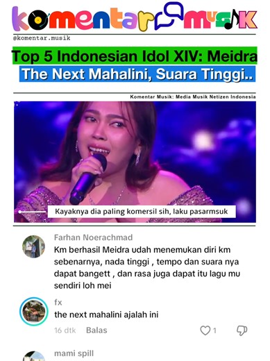 Meidra Bikin Merinding di Top 5 Indonesian Idol, Bawakan “Untuk Yang Bersama Nya” Penuh Rasa KOMENTAR MUSIK •• Panggung Top 5 Indonesian Idol kembali menghadirkan momen emosional yang sulit dilupakan. Kali ini, sorotan tertuju pada penampilan Meidra yang membawakan lagu “Untuk Yang Bersama Nya”, sebuah karya ciptaan Andmesh Kamaleng dan Mahalini. Sejak nada pertama, Meidra langsung mengunci perhatian penonton. Dengan balutan gaun elegan dan pencahayaan panggung bernuansa biru keunguan, suasana l