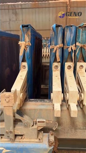 On-site operation of a automatic chamber filter press for municipal wastewater sludge dewatering.