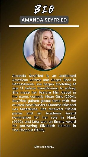 How Did Amanda Seyfried Rise to Fame? Celebisms Bio...