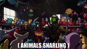 ( animals snarling )