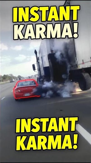 Instant Karma: Car Cuts Off a Semi Truck and Instantly Regrets It! 🚚💥